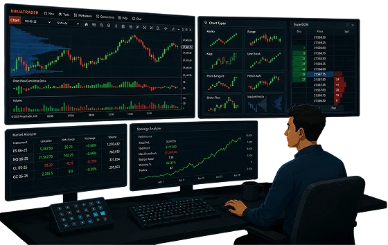 NinjaTrader 8 trading workspace